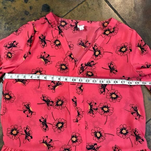 Gap Women’s Pink Poppy V-neck Blouse Size Small - Picture 6 of 11